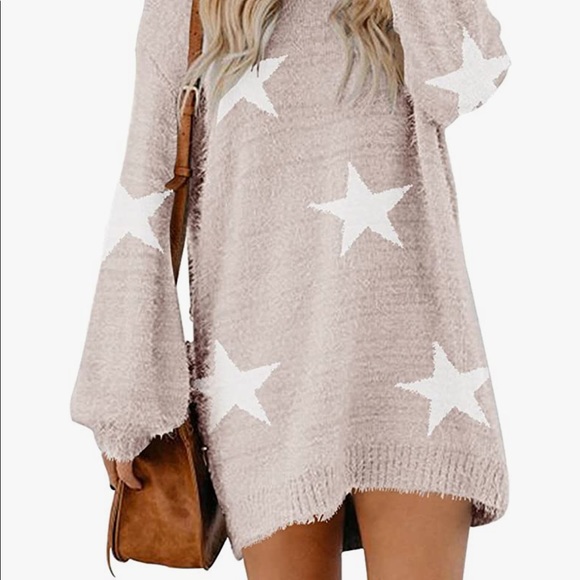Cutiefox Dresses & Skirts - Cutiefox Women's Furry Oversized Crew Neck Pullover Sweater Mini Dress